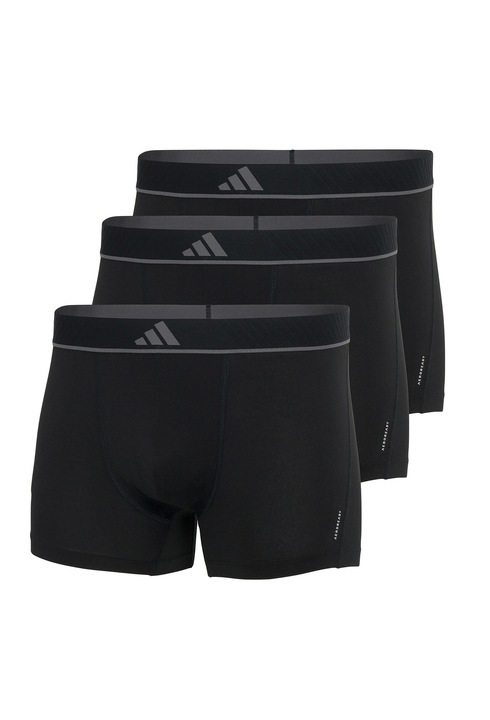 adidas, Set de boxeri cu logo - 3 perechi, Negru