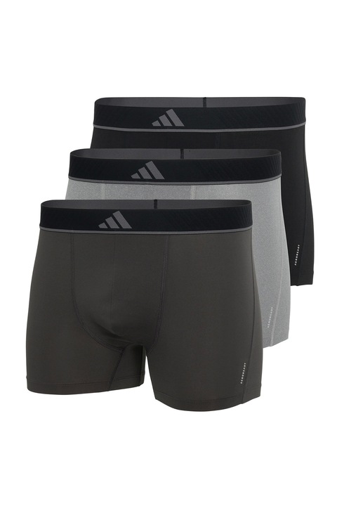 adidas, Set de boxeri cu logo - 3 perechi, Negru/Gri