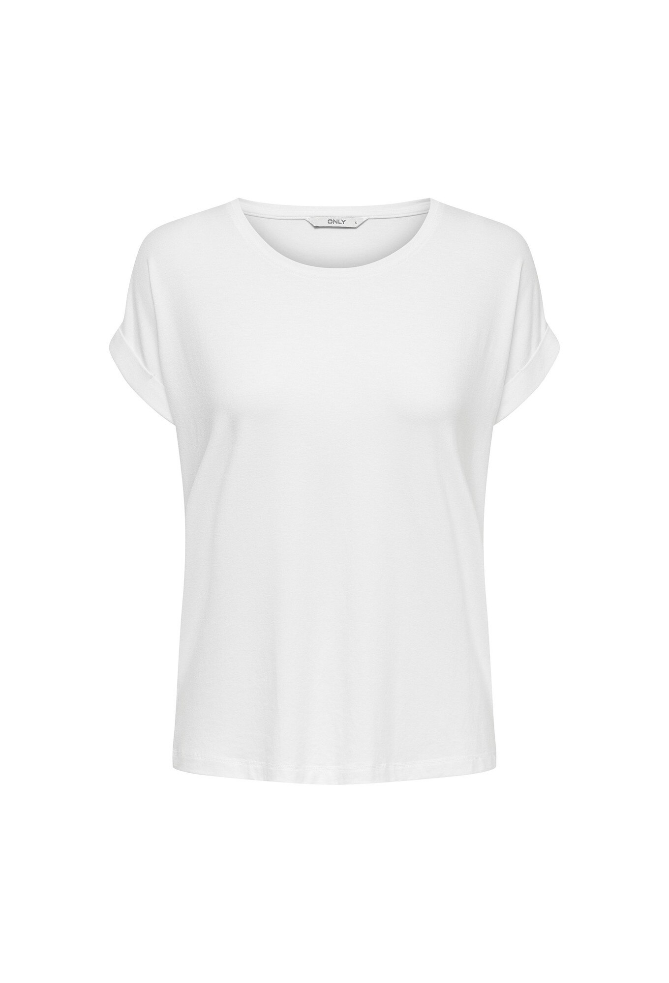 Only, Tricou lejer cu decolteu rotund, Alb, M