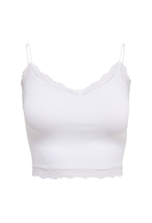 Only, Top crop slim-fit fara cusaturi Vicky, Alb