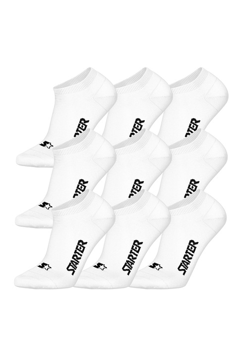 Schiesser, Set de sosete scurte unisex cu logo - 9 perechi, Alb