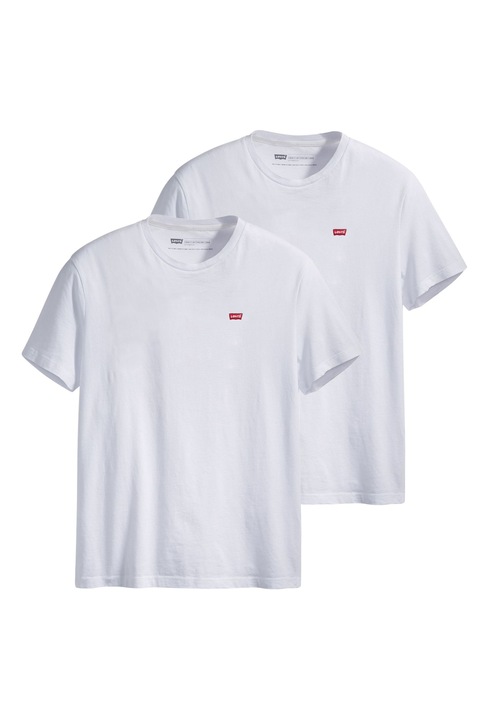 Levi's, Set de tricouri din bumbac cu logo brodat discret - 2 piese, Alb
