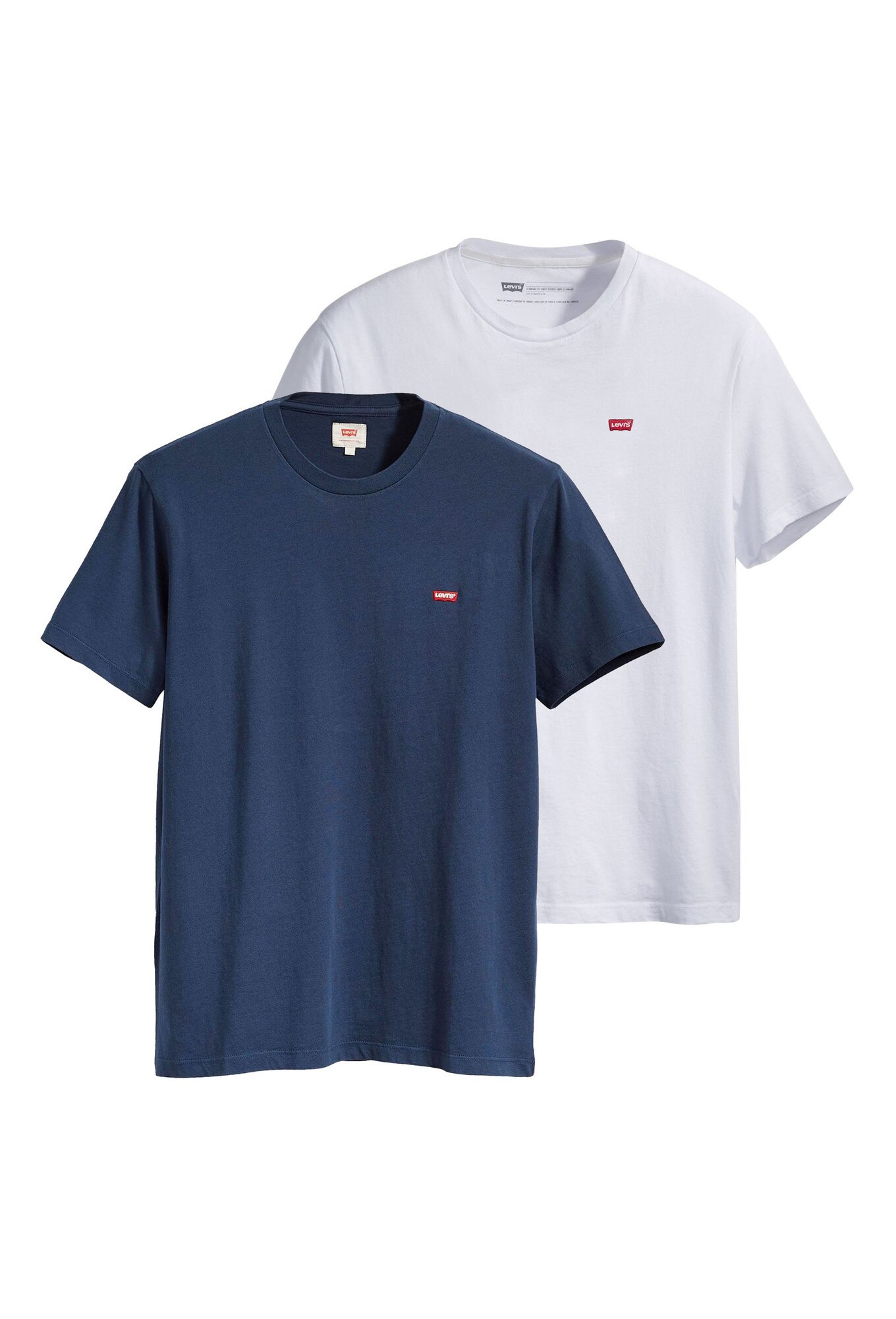 Levi's, Set de tricouri din bumbac cu logo brodat discret - 2 piese, Alb, Albastru, L