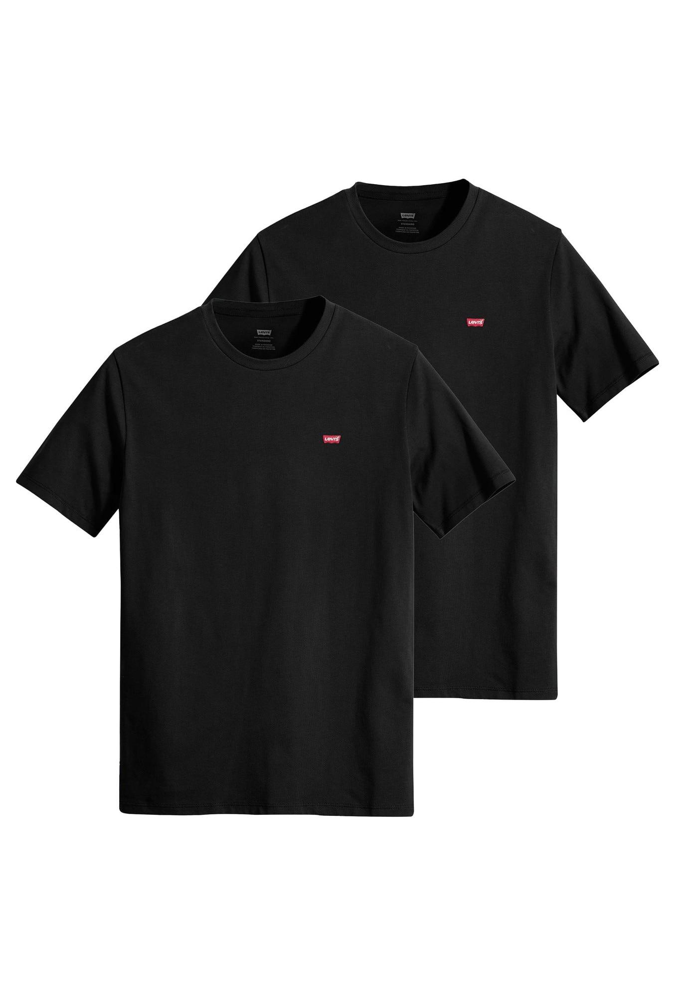 Levi's, Set de tricouri din bumbac cu logo brodat discret - 2 piese, Negru, L