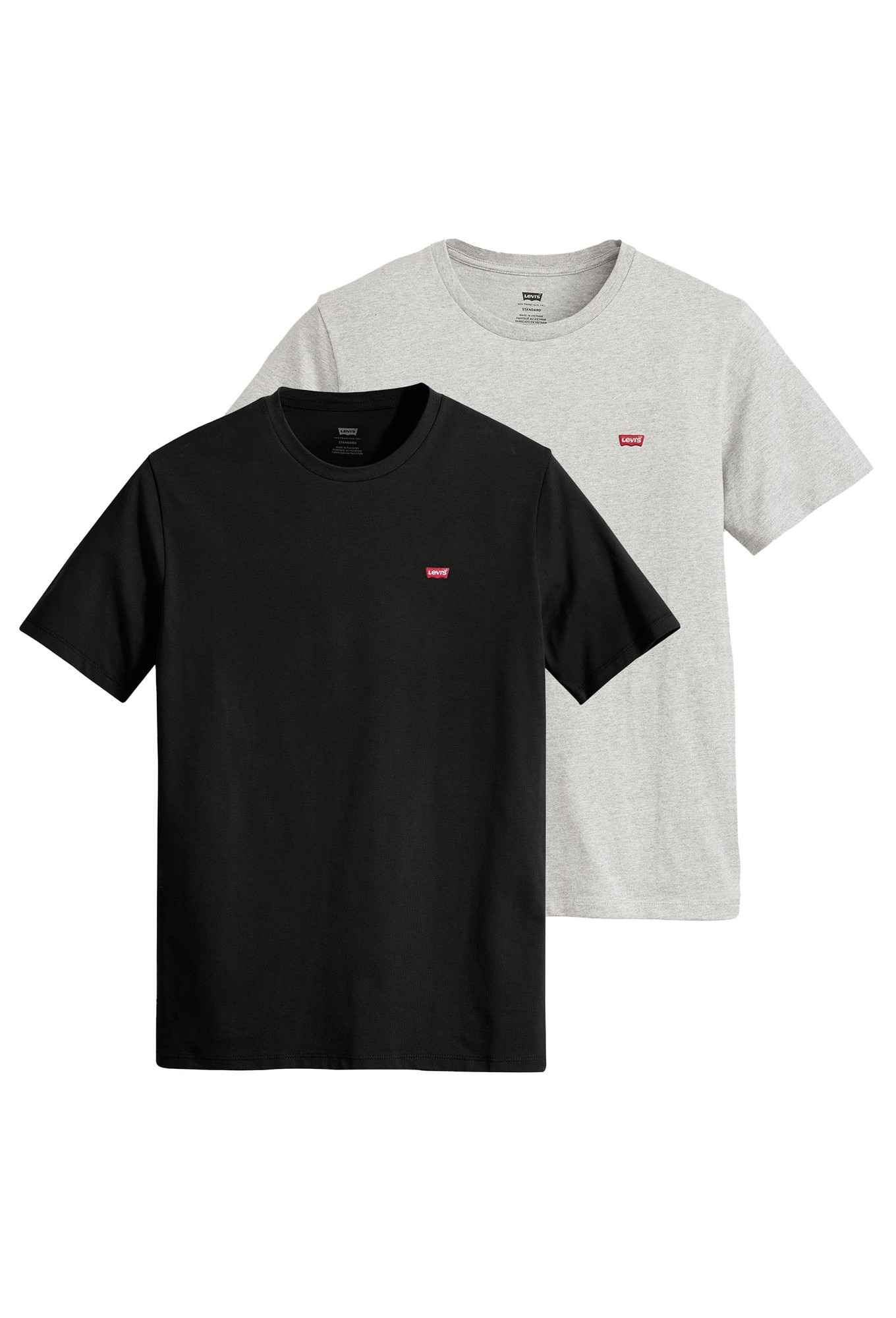 Levi's, Set de tricouri din bumbac cu logo brodat discret - 2 piese, Negru, Gri, S