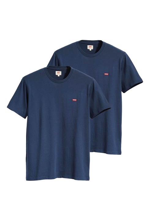 Levi's, Set de tricouri din bumbac cu logo brodat discret - 2 piese, Albastru
