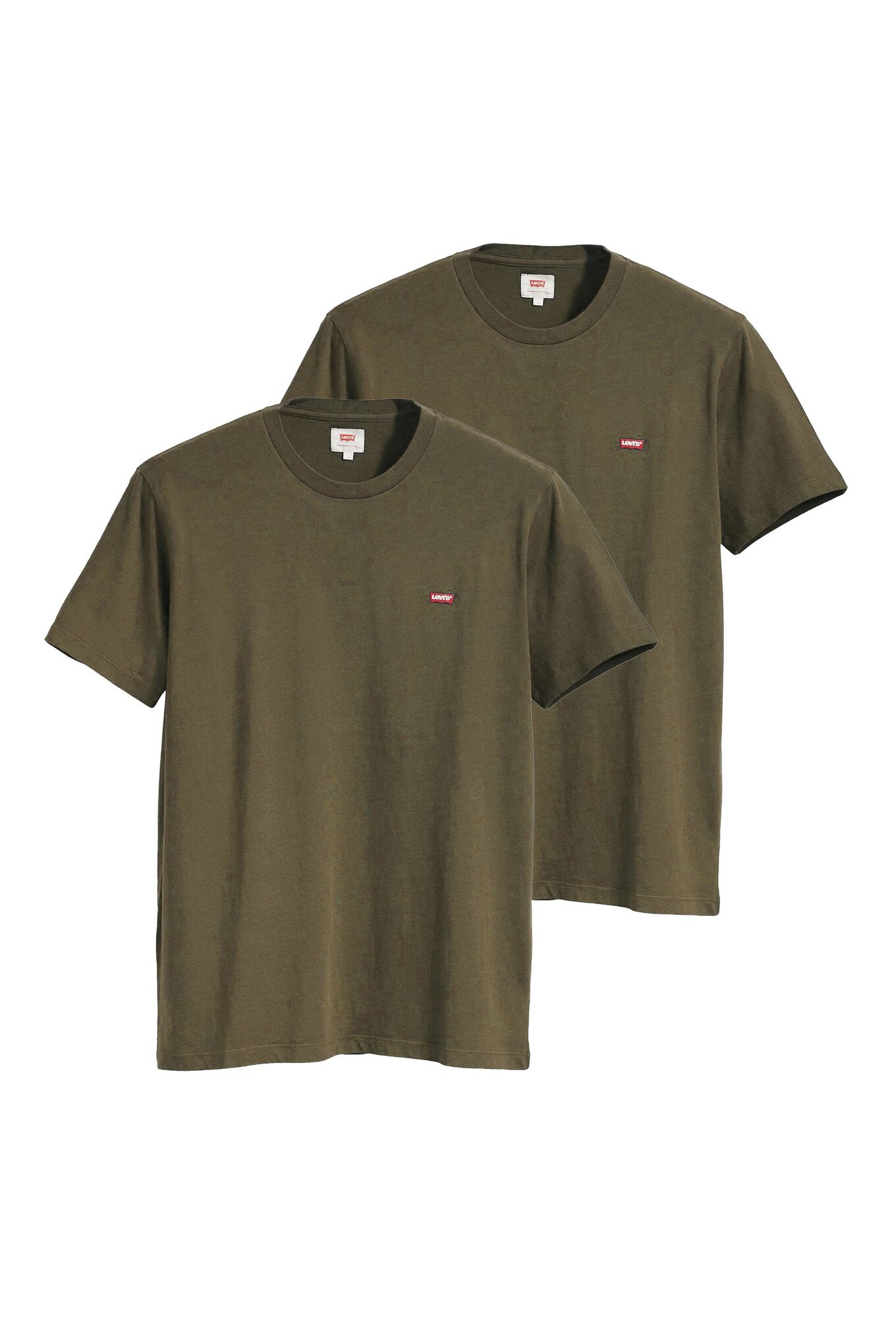 Levi's, Set de tricouri din bumbac cu logo brodat discret - 2 piese, Verde masliniu, S