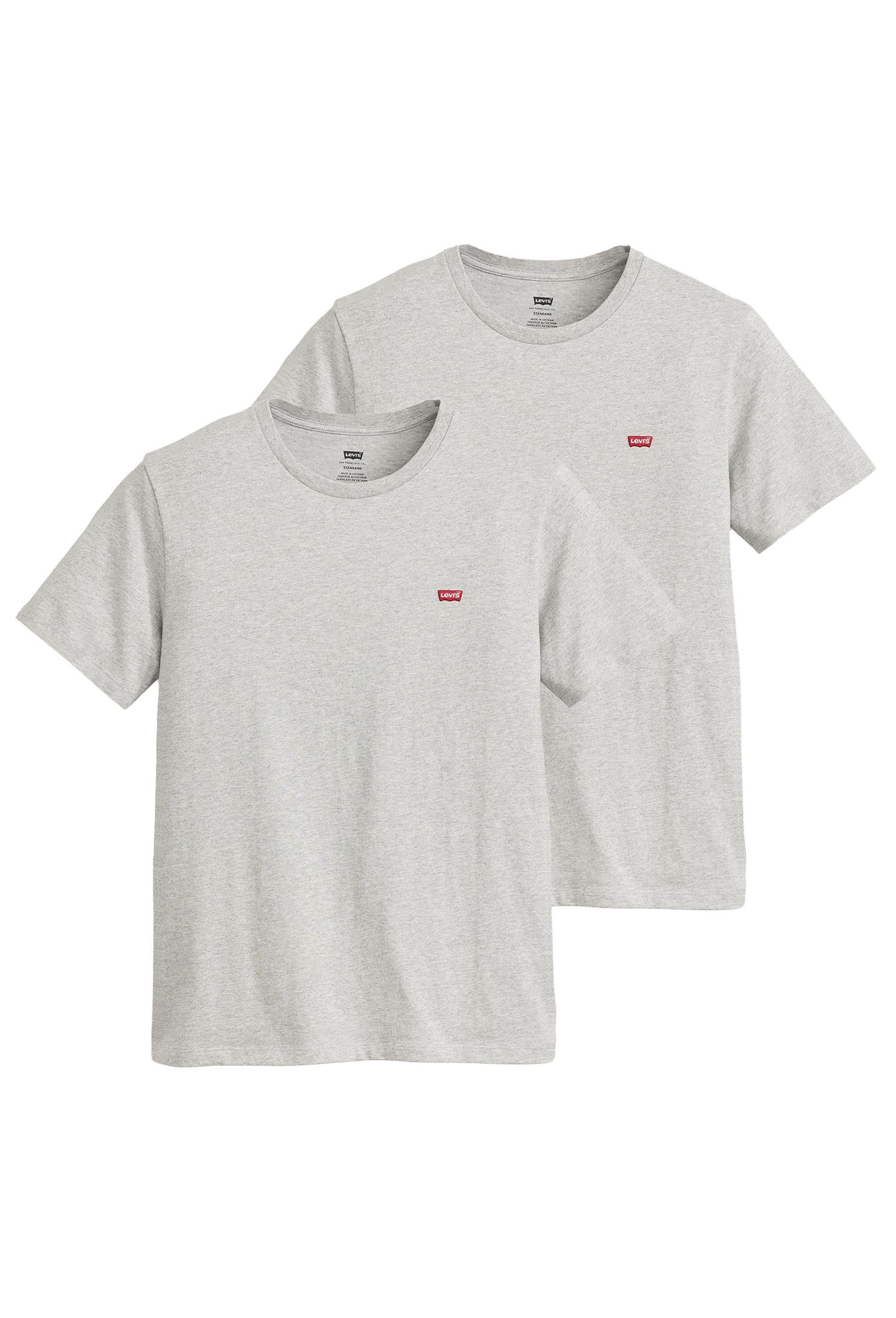 Levi's, Set de tricouri din bumbac cu logo brodat discret - 2 piese, Gri, L