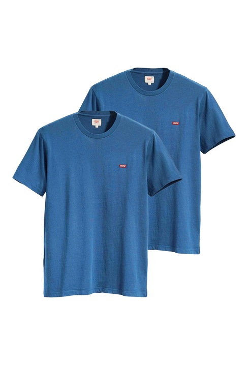 Levi's, Set de tricouri din bumbac cu logo brodat discret - 2 piese, Albastru indigo