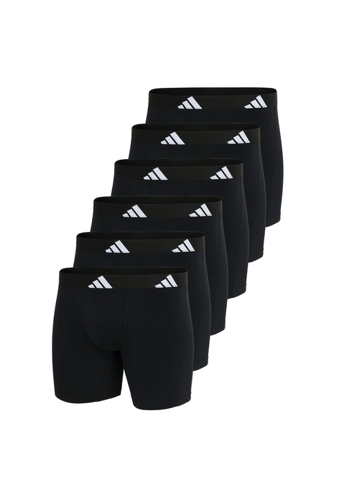 adidas, Set de boxeri cu banda logo in talie - 6 perechi, Negru