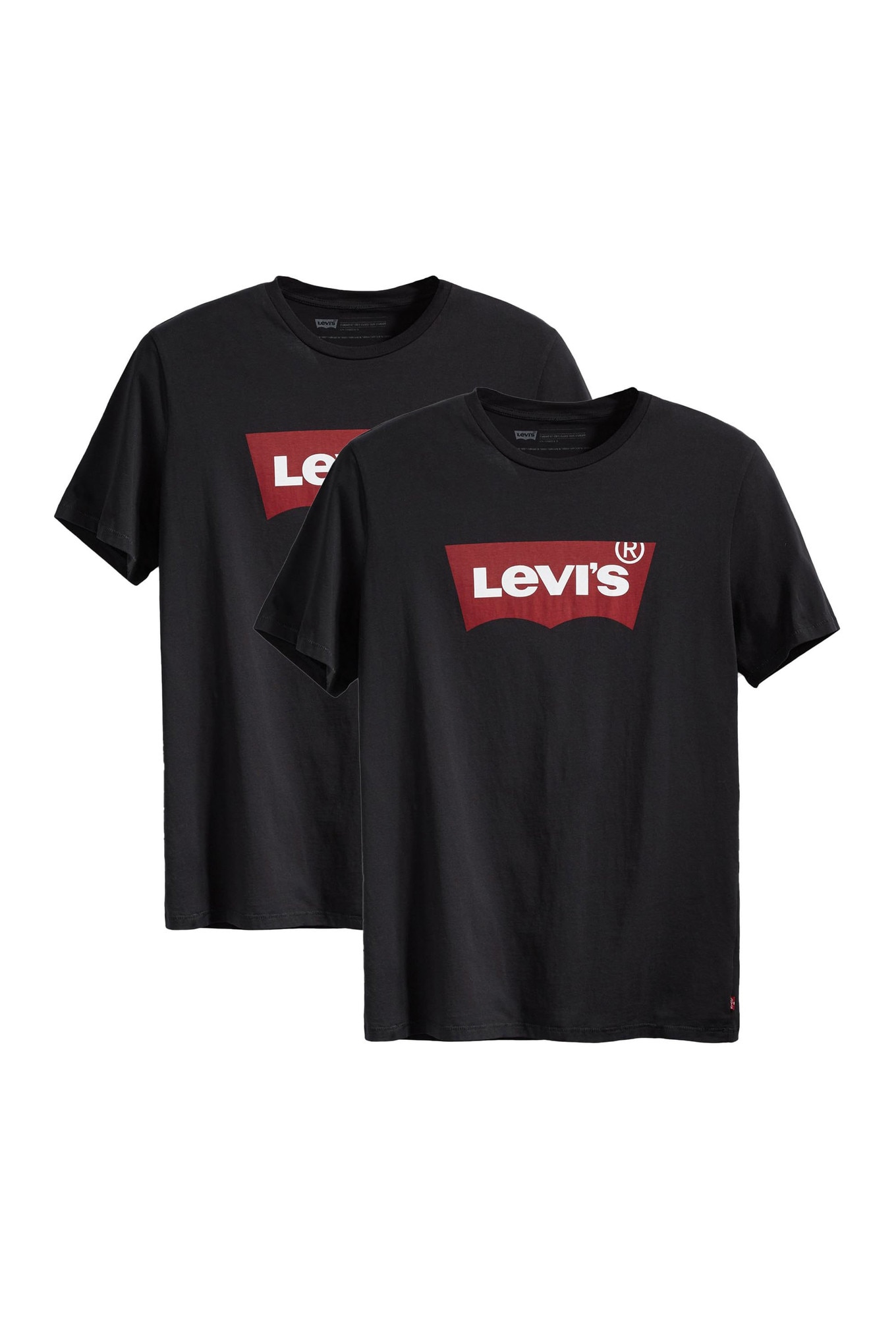 Levi's, Set de tricouri cu decolteu la baza gatului si imprimeu logo - 2 piese, Negru, XL