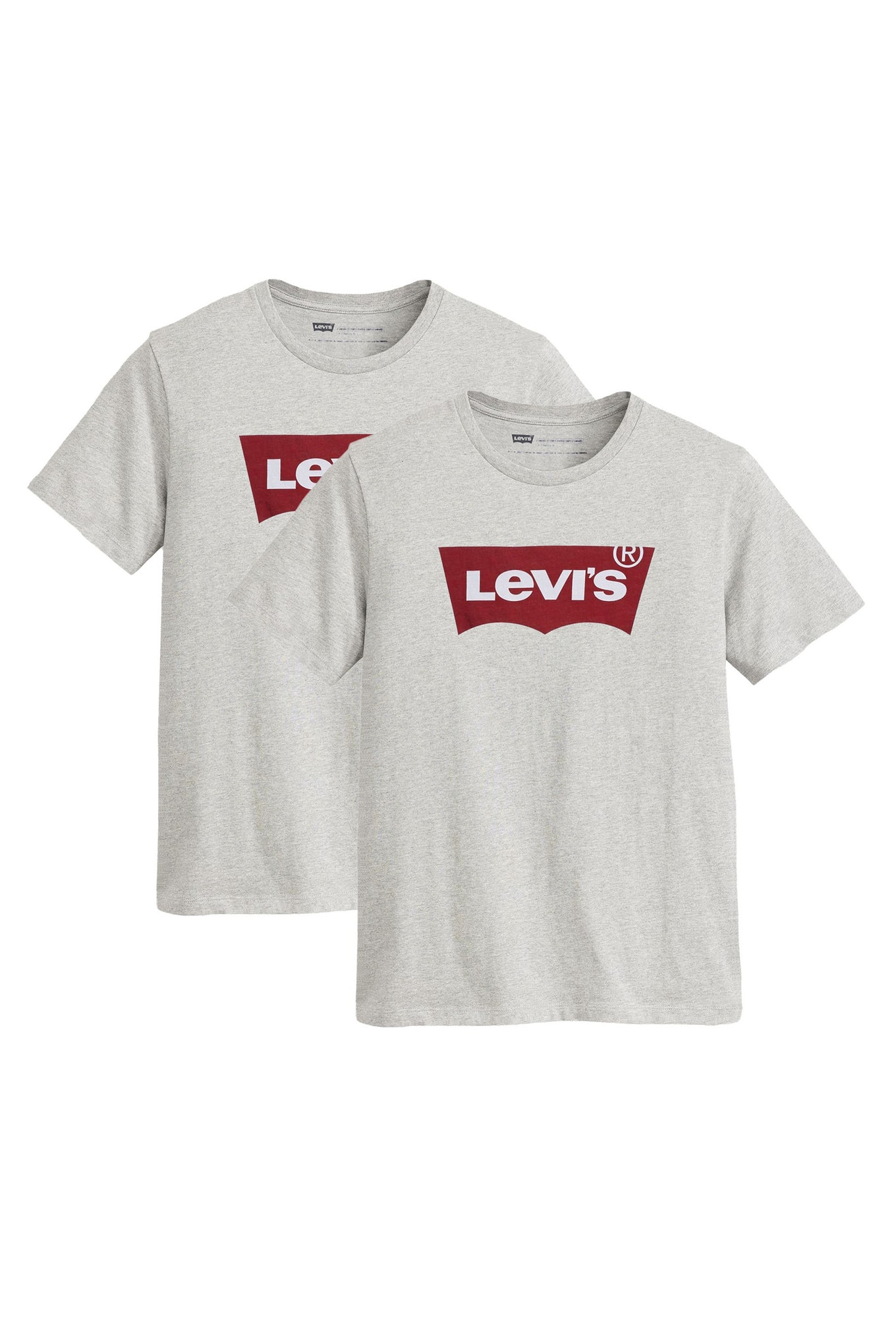 Levi's, Set de tricouri cu decolteu la baza gatului si imprimeu logo - 2 piese, Gri, 2XL