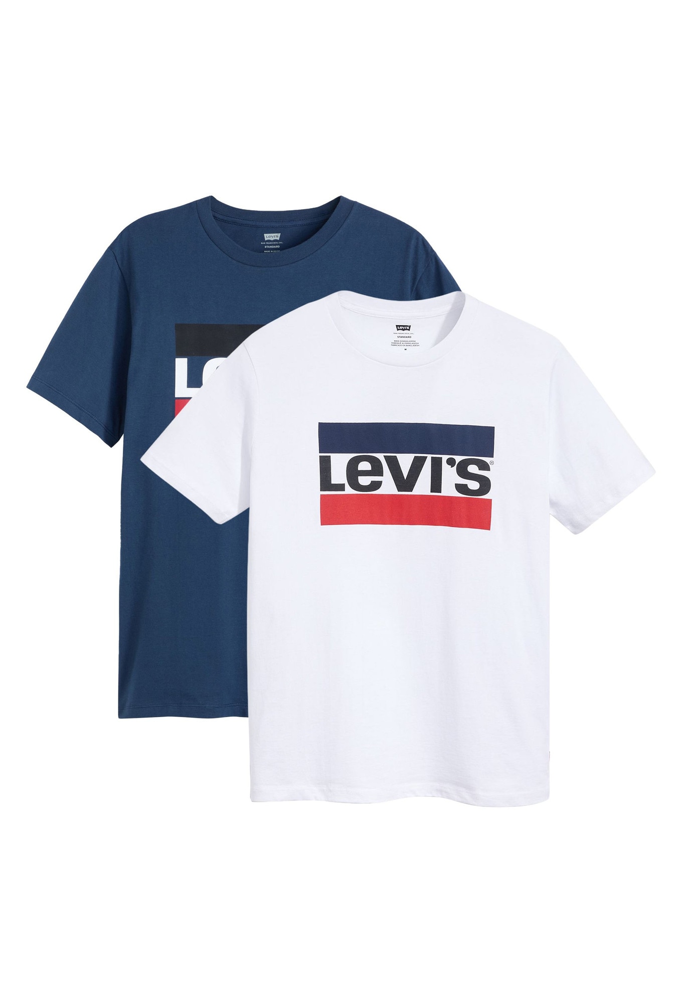 Levi's, Set de tricouri cu imprimeu logo - 2 piese, Alb, Albastru, S