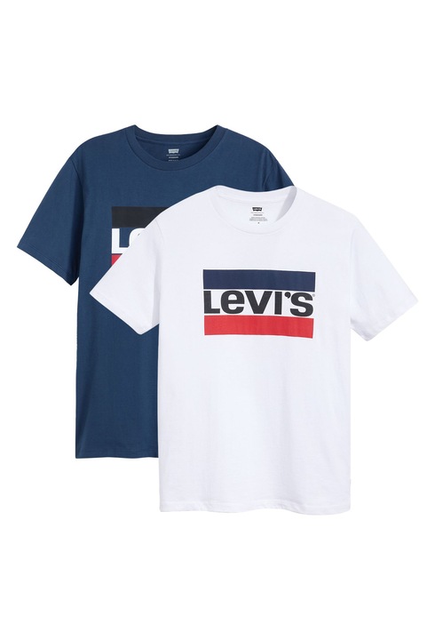 Levi's, Set de tricouri cu imprimeu logo - 2 piese, Alb/Albastru
