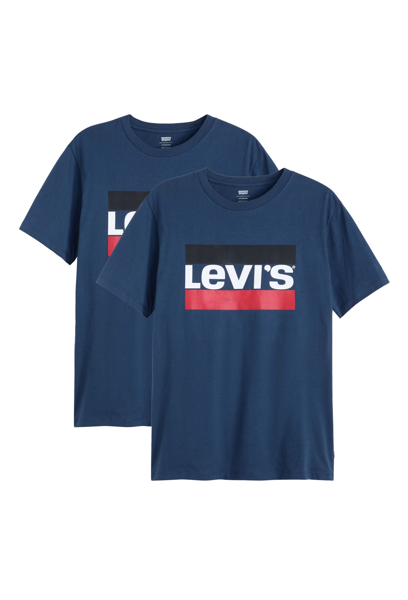 Levi's, Set de tricouri cu imprimeu logo - 2 piese, Albastru, 2XL
