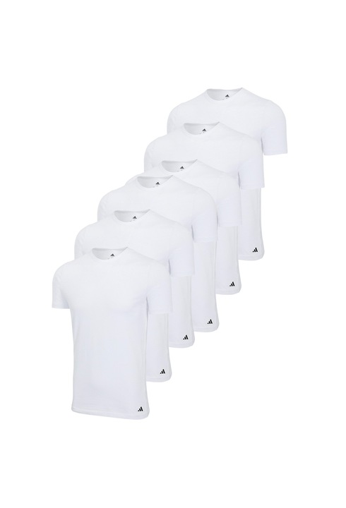 adidas, Set de tricouri de casa cu logo - 6 piese, Alb