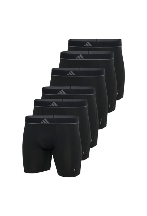 adidas, Set de boxeri cu banda logo elastica - 6 perechi, Negru