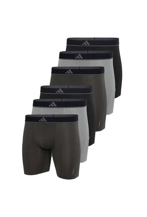adidas, Set de boxeri cu banda logo elastica - 6 perechi, Negru/Gri