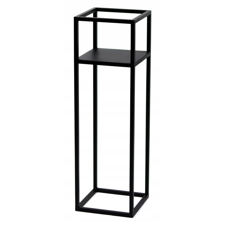 Suport metalic pentru plante, Negru, 24,5x24,5x80 cm