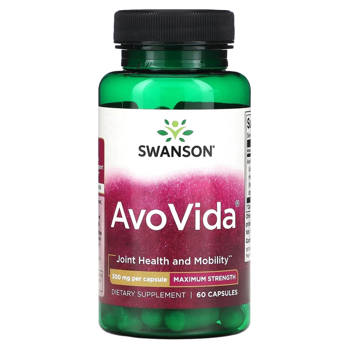 Supliment alimentar, Swanson AvoVida, 300 mg, 60 capsule, suport pentru sanatatea articulatiilor, contine extracte din avocado si soia