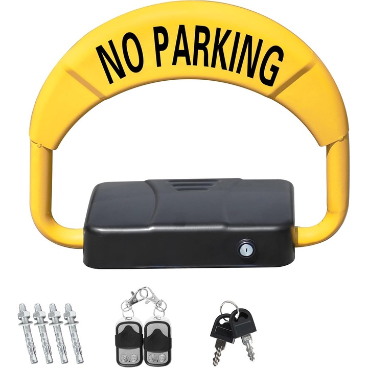 Automatikus parkolózár, összecsukható sorompó típus, lopásgátló funkció riasztóval, távirányító kulccsal és távirányítóval együtt