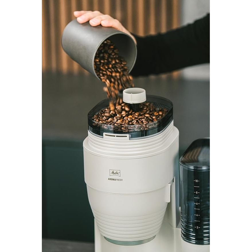 Aparat cafea Melitta AromaFresh Pro, cu râșniță ceramică, 10 cești, gri deschis, 2, 4 litri