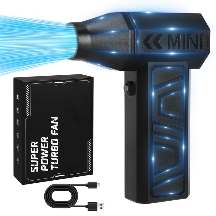 Senprity elektromos porfúvó, 100000 RPM, újratölthető, mini, fekete színű