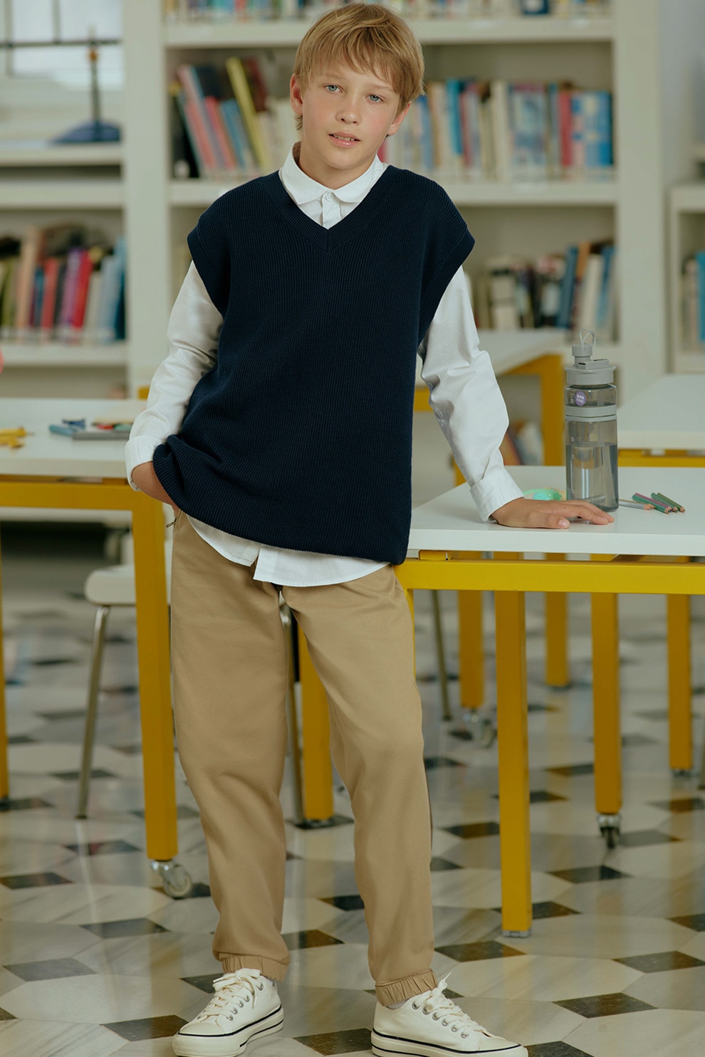 LC WAIKIKI, Pantaloni cu snur de ajustare si buzunare cu fermoar, Bej, 134-140 CM