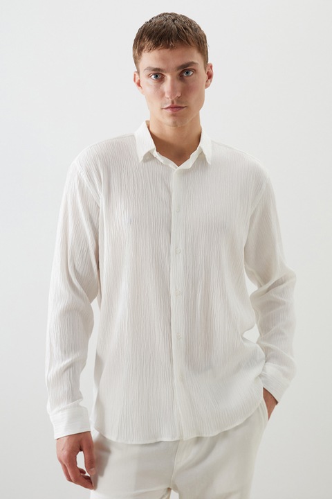 LC WAIKIKI, Camasa texturata cu guler clasic, Alb fildes, XL