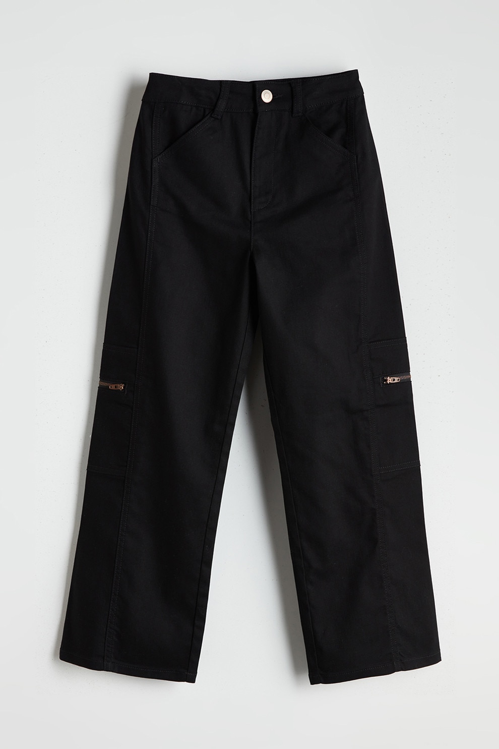 LC WAIKIKI, Pantaloni cargo cu croiala ampla, Negru, 146-152 CM