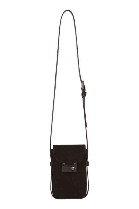Potamy, Geanta crossbody din piele intoarsa, Negru