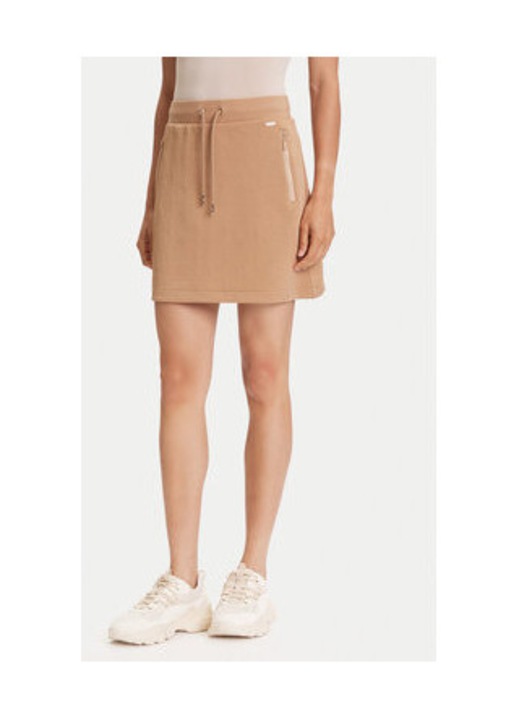 Fusta mini din amestec de poliester cu model logo