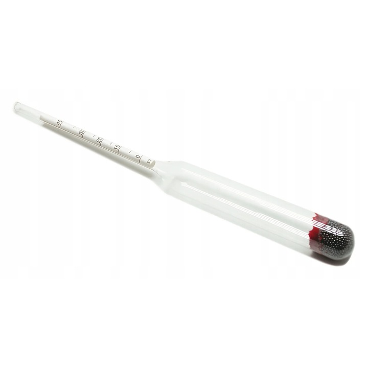 Alkoholmérő 0-40%, 22 cm, üveg, pontosság +/- 1%