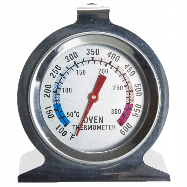 Analóg rozsdamentes acél konyhai hőmérő, 50-300°C, fekete