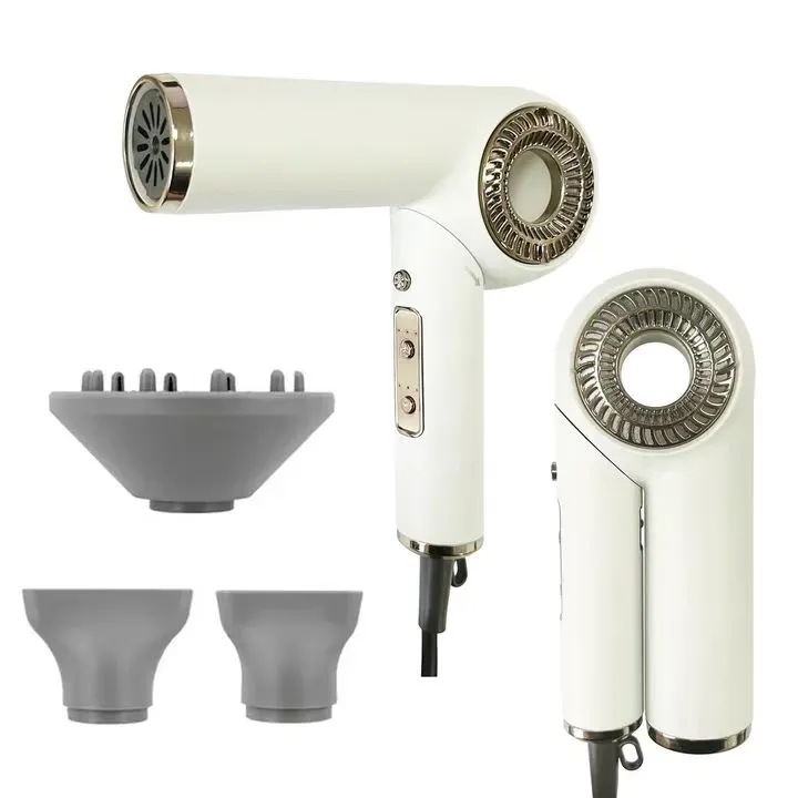Hordozható BLDC hajszárító gyors szárítással és nagy sebességgel, 1800 W-os negatív ionos hajszárító diffúzorral, 2 fúvókával a puha és sima hajért