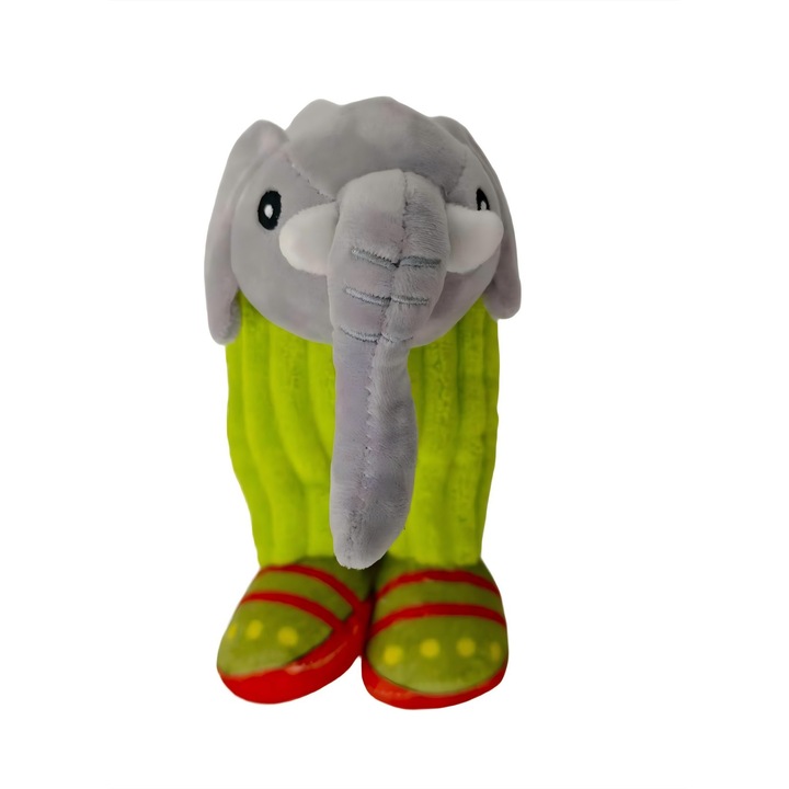 Мека плюшена играчка тип ключодържател, Leski, модел Italian Brainrot Elefant Cactus Lirili Larila, 17 x 8 см, зелен сив