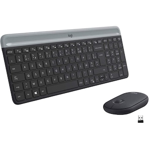 Kit tastatura + mouse wireless Logitech MK470, compact, slim, negru franceza a z e r t y