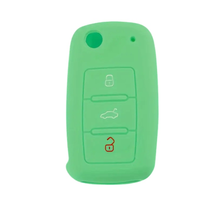 Husa cheie auto EBIN 3 butoane silicon verde fosforescent tip briceag