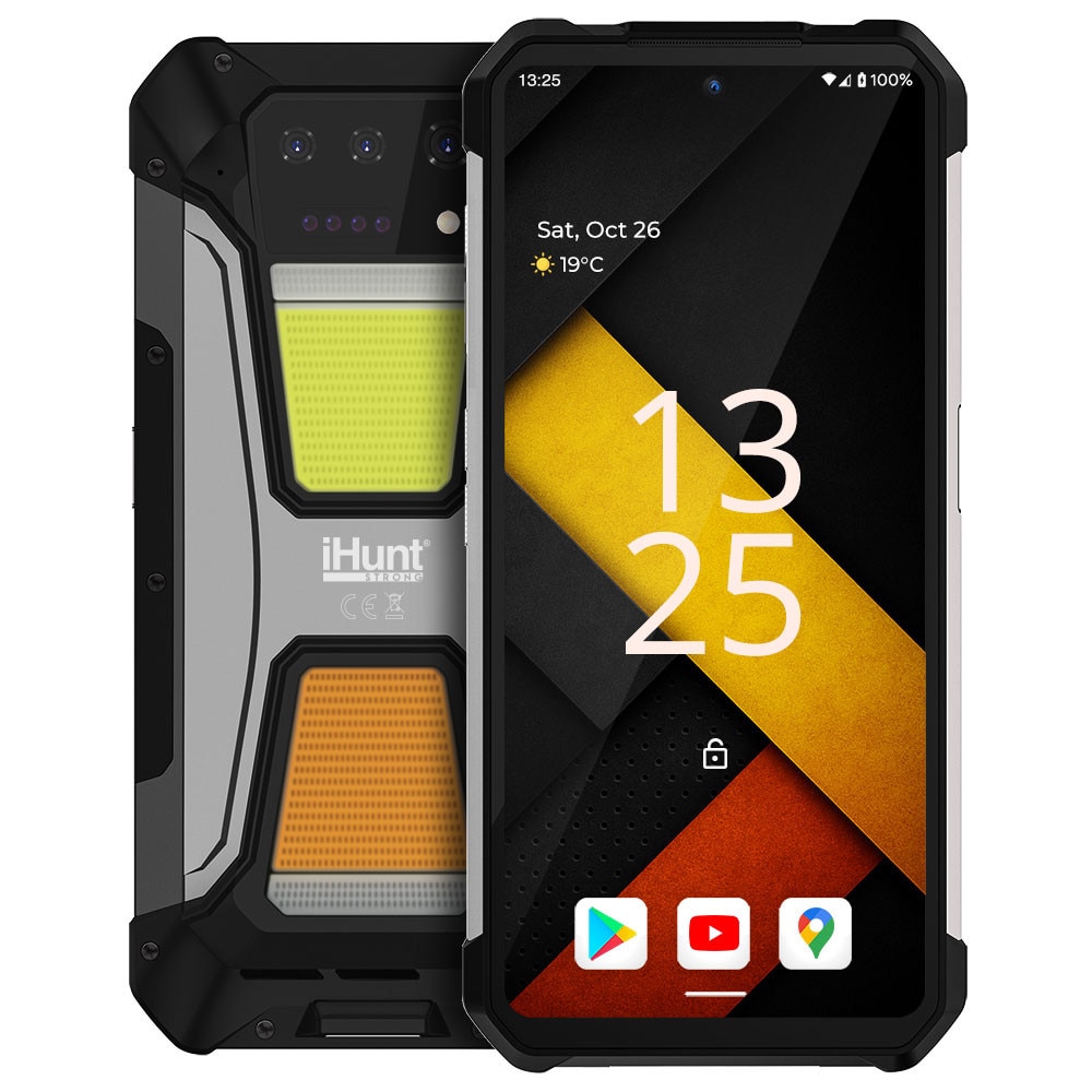 Telefon mobil iHunt Tank 2 Pro cu Proiector Video DLP, Dual SIM, 4G, Octa-Core, 24GB RAM, 512GB, 23800mAh, Incarcare Turbo 120W, Lanterna Puternica, NFC, IP68, Android 14