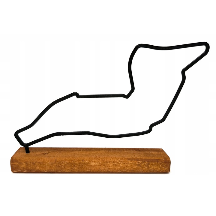 F1 pálya makett, RaceTracks, biológiailag lebomló, 200x40x120-190mm, fa talapzaton