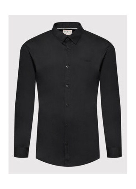 GUESS, Camasa cu guler ascutit, Negru