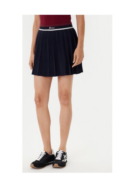 Fusta din amestec de acril cu banda in talie, Bleumarin