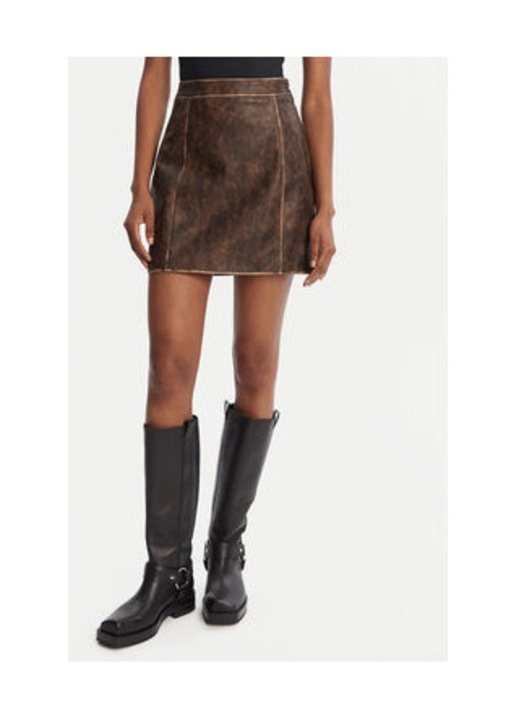 Fusta din piele cu talie inalta