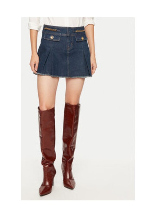 Fusta scurta din denim cu talie inalta