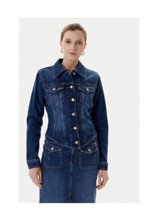 Jacheta din denim, cu guler clasic