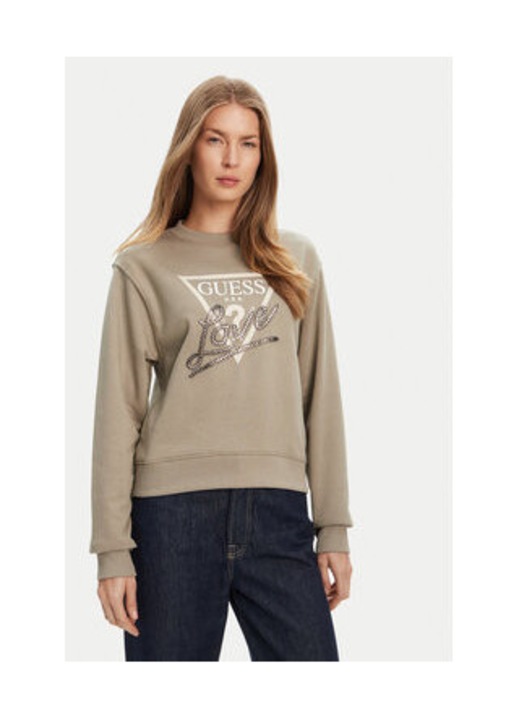 Bluzon cu imprimeu logo si decolteu la baza gatului