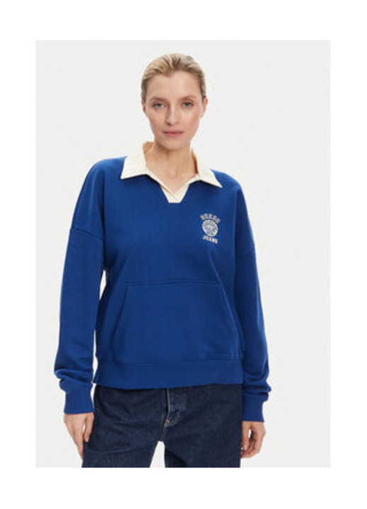 Bluzon cu imprimeu logo si guler contrastant