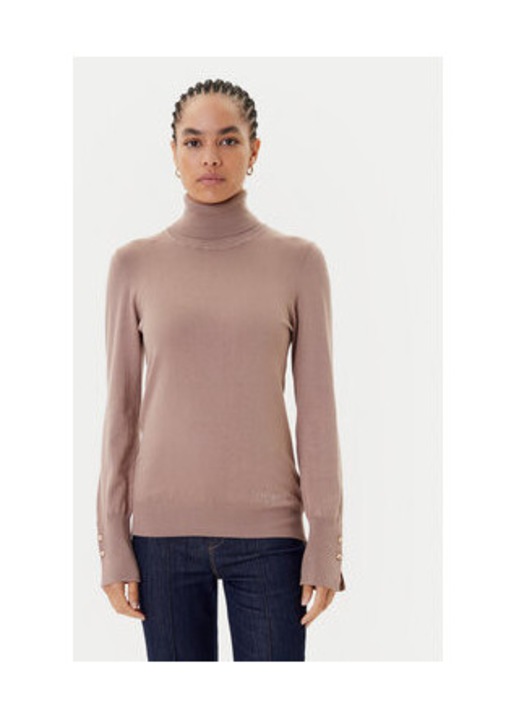 Pulover din amestec de viscoza cu guler inalt si maneci lungi