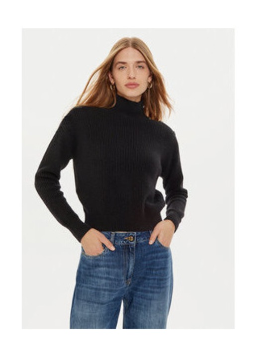 Pulover din amestec de lana cu guler inalt