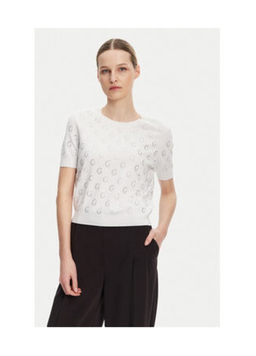 Pulover cu maneci scurte si detalii cu litere